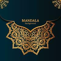 Fundo de mandala de luxo com padrão de arabescos dourados design árabe islâmico vetor