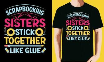 scrapbooking irmãs bastão juntos gostar cola construindo camiseta Projeto. vetor