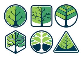 Conjunto de elementos de logotipo de árvore vetor
