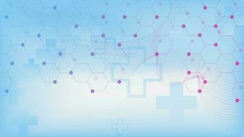abstrato médico inovação fundo com hexagonal formas. medicamento, química e Ciência conceito Projeto. vetor ilustração.