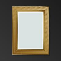 dourado vintage esvaziar quadro, Armação em Preto fundo. plano estilo. vetor