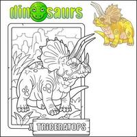 pré-histórico dinossauro triceratops, coloração página vetor