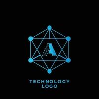 tecnologia uma carta logotipo vetor
