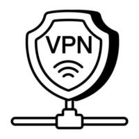 uma linear Projeto ícone do vpn vetor