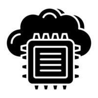 ícone de design sólido conceitual de chip de nuvem vetor