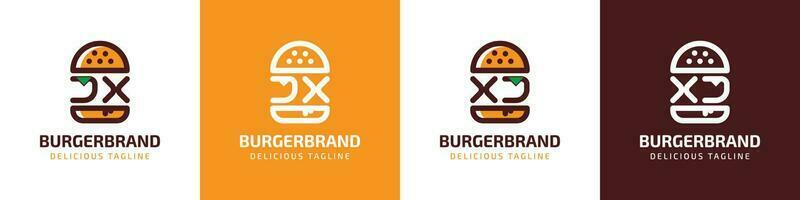 carta jx e xj hamburguer logotipo, adequado para qualquer o negócio relacionado para hamburguer com jx ou xj iniciais. vetor