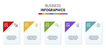 infográficos Projeto modelo e ícones com 5 opções ou 5 passos vetor