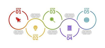 infográficos Projeto modelo e ícones com 5 opções ou 5 passos vetor