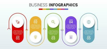 infográficos Projeto modelo e ícones com 5 opções ou 5 passos vetor