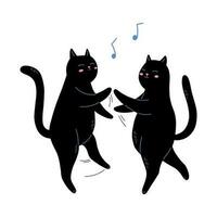 dois dançando Preto gatos ilustração vetor