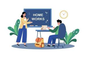 uma professor atribui dever de casa para alunos vetor