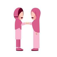 hijab meninas fazendo punho colisão ilustração vetor