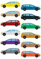 conjunto de carro multicolorido. ilustração vetorial isolado. vetor