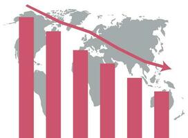 mundo crise gráfico. crise o negócio gráfico mercado e estoque dinheiro mundo finança. vetor plano Projeto ilustração