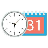 Tempo planejamento relógio com calendário encontro vetor