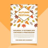 Modelo de vetor de cartaz de outono outono festival plana