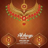 Cartão de convite akshaya tritiya com colar de ouro criativo vetor