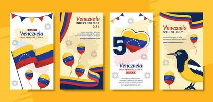 feliz Venezuela independência dia social meios de comunicação histórias plano desenho animado mão desenhado modelos fundo ilustração vetor