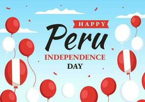 Peru independência dia vetor ilustração em Julho 28 com acenando bandeira dentro nacional feriado plano desenho animado mão desenhado aterrissagem página fundo modelos