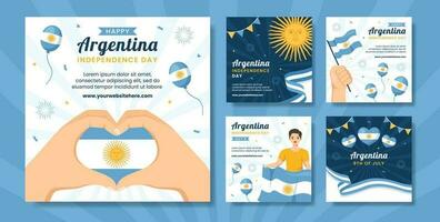 Argentina independência dia social meios de comunicação postar desenho animado mão desenhado modelos fundo ilustração vetor