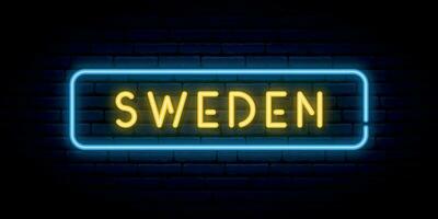 Suécia néon placa. brilhante luz tabuleta. vetor