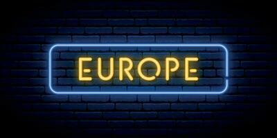 Europa néon placa. brilhante luz tabuleta. vetor