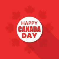 feliz Canadá dia letras logotipo em volta círculo em meio com Canadá bandeiras ícone vetor ilustração em vermelho cor fundo. feliz Canadá dia modelo Projeto.