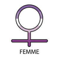 gênero símbolo do femme dentro orgulho cores vetor