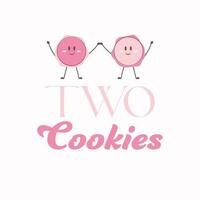 dois biscoitos vetor logotipo Projeto. desenho animado cozinhado ilustração. abstrato doces logotipo modelo.