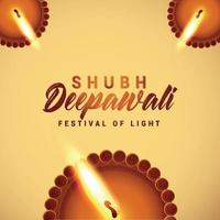 o festival de luz shubh deepawali cartão comemorativo vetor