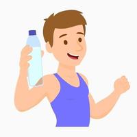 homem atlético com garrafa de água vetor