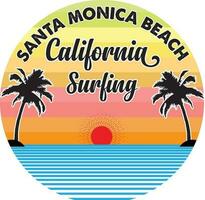 santa monica de praia Califórnia surfar camiseta Projeto vetor