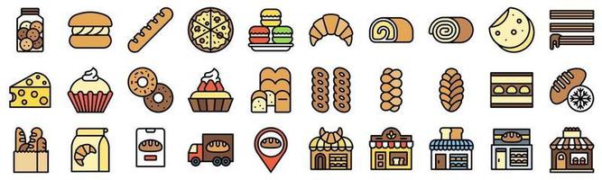 conjunto de ícones recheados relacionados com padaria e panificação 5