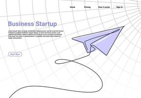 avião pousando um desenho de linha. ilustração em vetor negócios ícone mensagem com página inicial de inicialização de negócios.