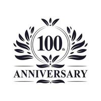 Celebração do 100º aniversário, design luxuoso do logotipo do aniversário de 100 anos.
