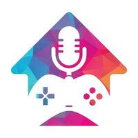 jogos podcast e casa forma conceito logotipo Projeto. vetor
