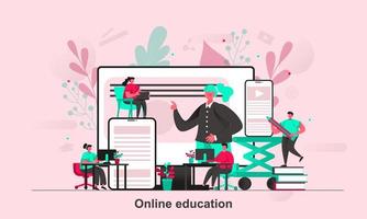 design de conceito web de educação on-line em ilustração vetorial de estilo simples vetor