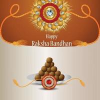 Rakhi de cristal criativo para o festival indiano feliz festa raksha bandhan cartão comemorativo vetor