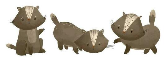 fofa infantil ilustração com engraçado desenho animado Preto gato, gatinho. bebê gato Projeto e imprimir, adesivo vetor