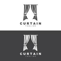 design de logotipo de cortina para casa e exposição, ilustração vetorial de decoração de construção vetor