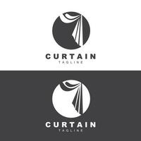 design de logotipo de cortina para casa e exposição, ilustração vetorial de decoração de construção vetor