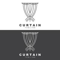 design de logotipo de cortina para casa e exposição, ilustração vetorial de decoração de construção vetor