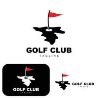 logotipo da bola de golfe, taco de golfe vetorial. jogo de esportes ao ar livre, design de disciplina, modelo de ícone vetor