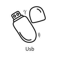 USB vetor esboço ícone Projeto ilustração. segurança símbolo em branco fundo eps 10 Arquivo