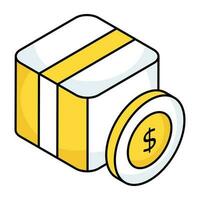 ícone de design plano conceitual de dinheiro na entrega vetor