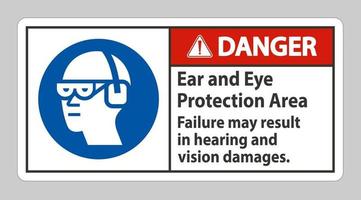 sinal de perigo falha na área de proteção dos olhos e ouvidos pode resultar em danos à audição e visão vetor