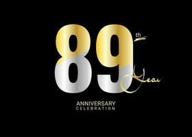 89 anos aniversário celebração ouro e prata vetor modelo, 89 número logotipo projeto, 89º aniversário logotipo, logótipo aniversário, vetor aniversário para celebração, poster, convite cartão