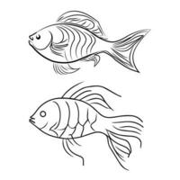 uma desenhando do uma peixe com uma Preto esboço vetor