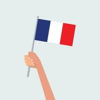 vetor ilustração mãos segurando França bandeiras em branco fundo