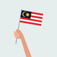 vetor ilustração mãos segurando Malásia bandeiras em branco fundo